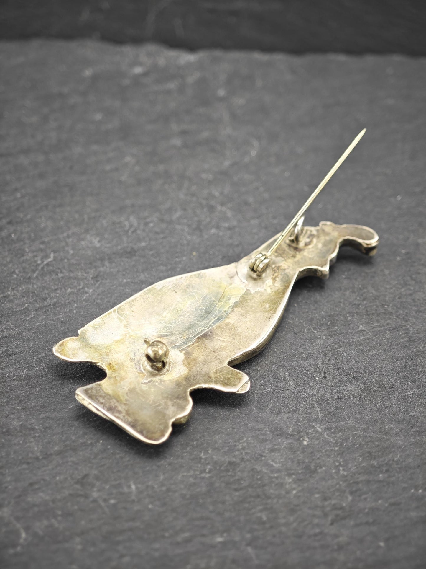 Quail, Zuni Inlay, Native American Sterling Silver Brooch Pendant