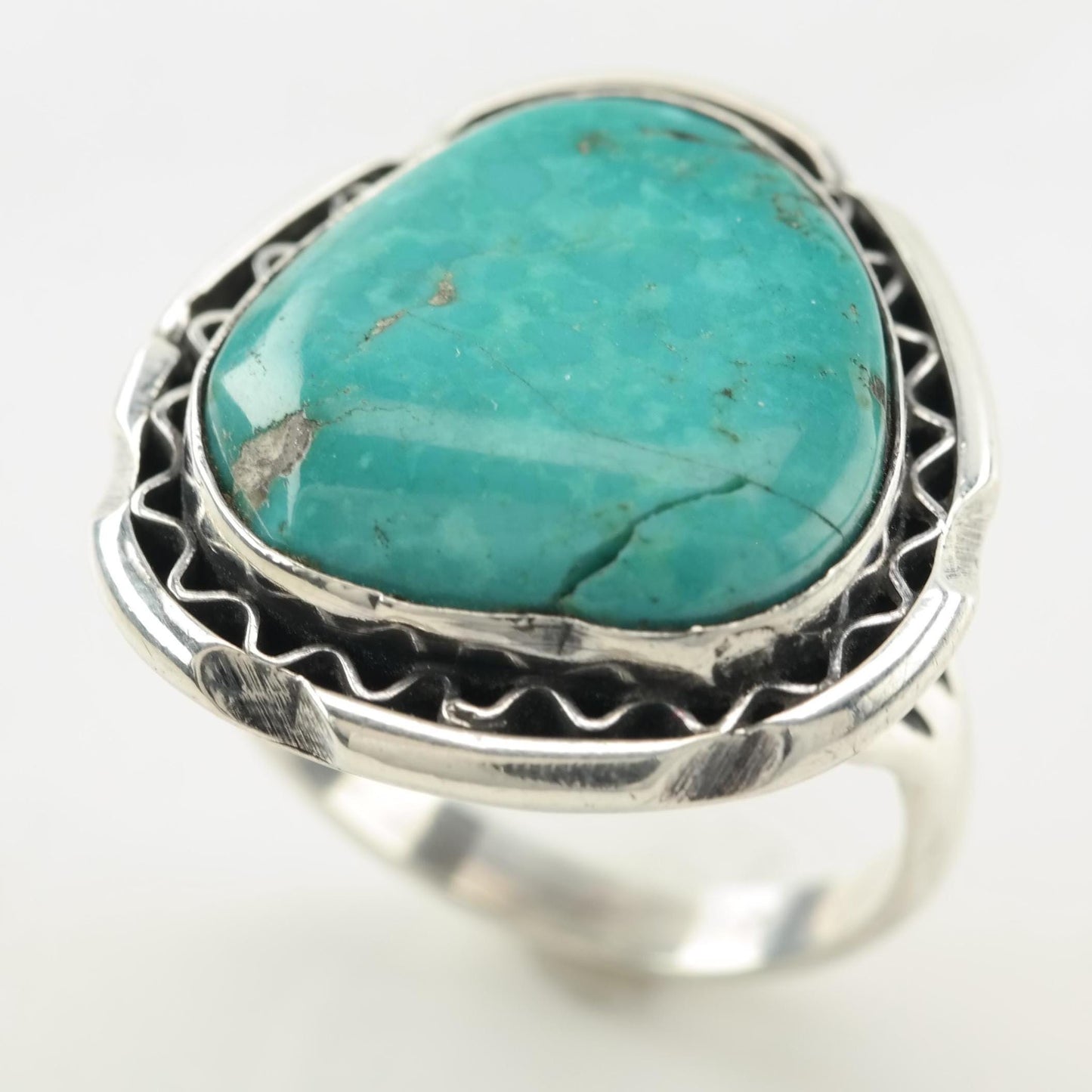 Imperfect Vintage Turquoise Sterling Silver Ring Size 7