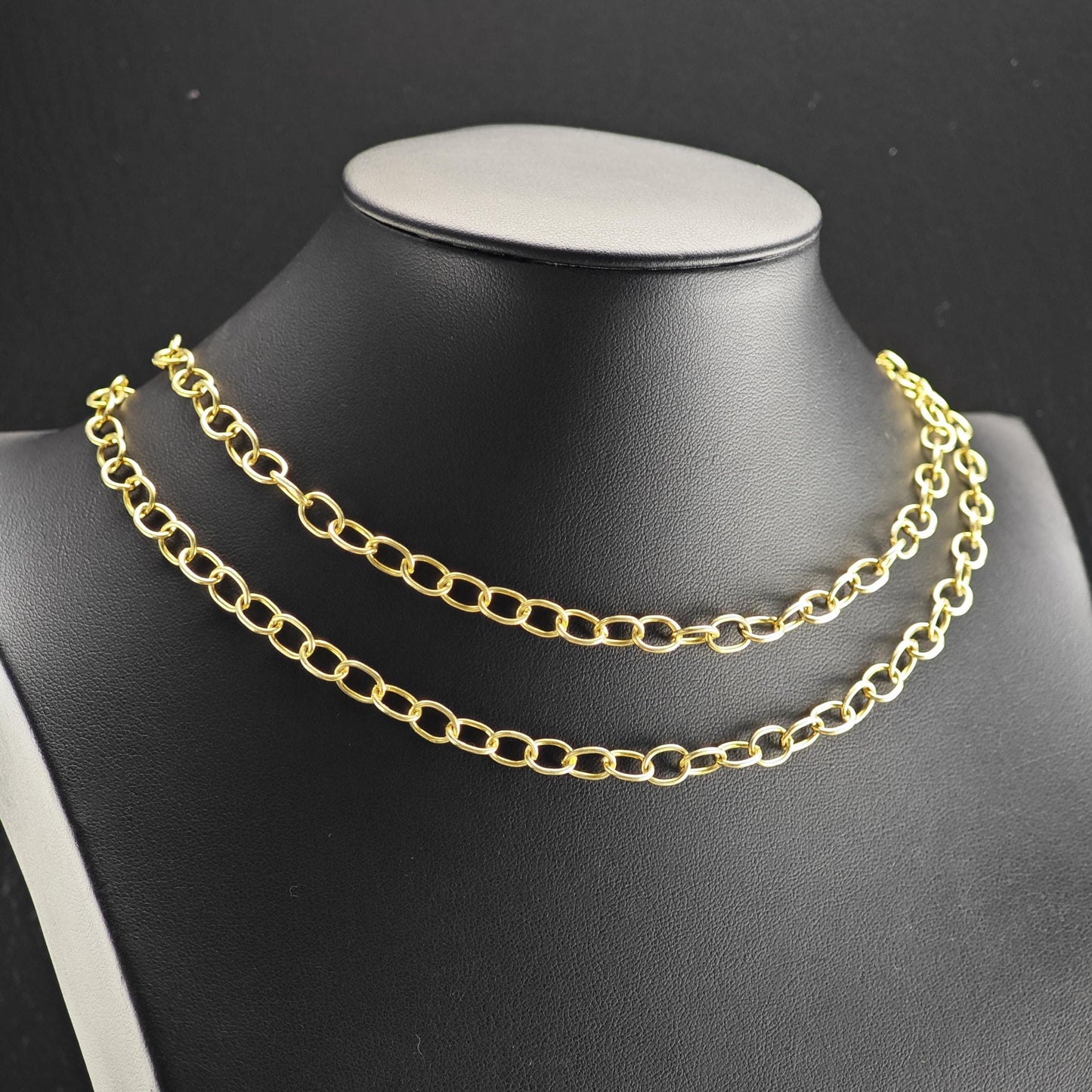 Gold Plated Oval Chain Sterling Silver Necklace N2754