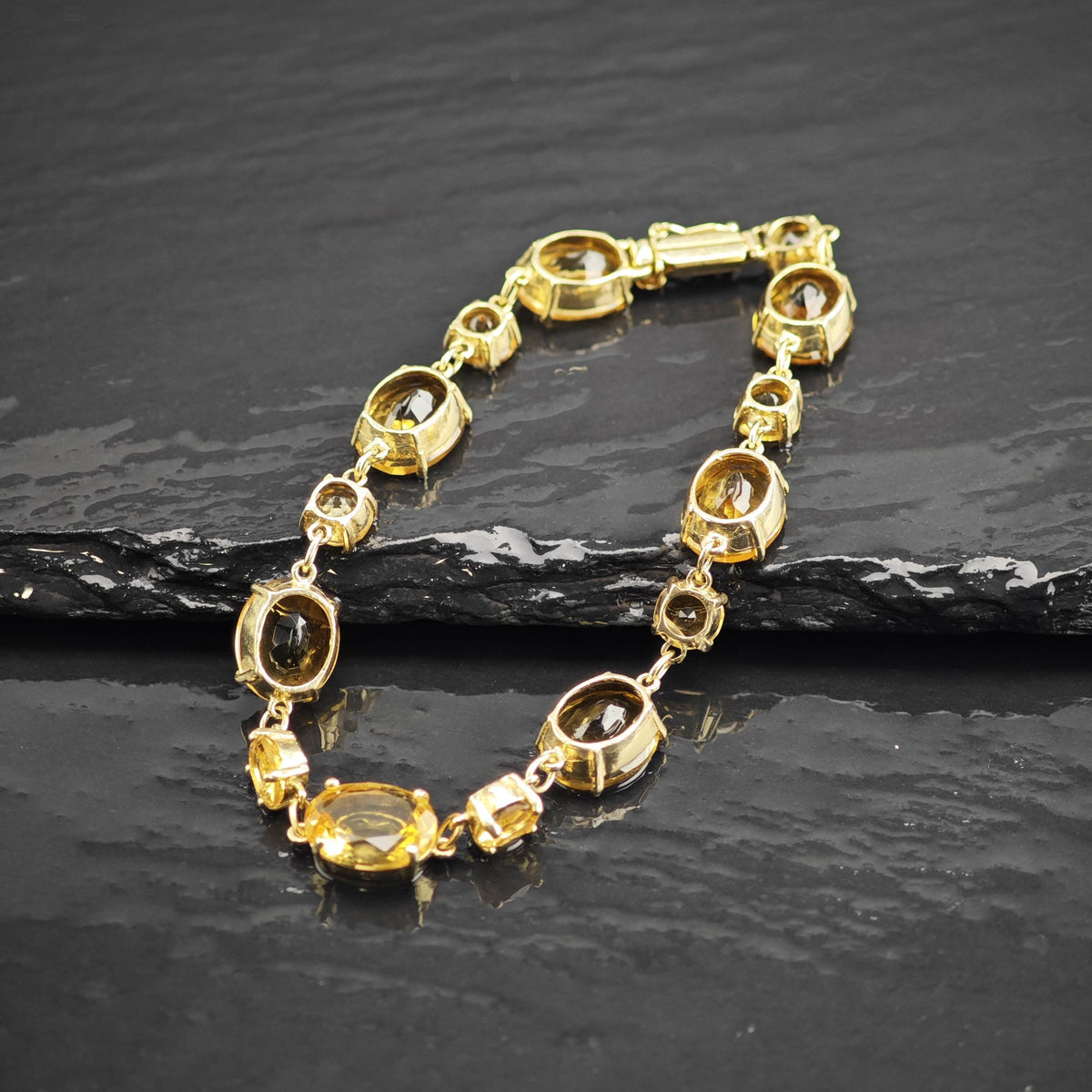 Citrine Gold-plated Sterling Silver Link Bracelet Sz 7" BR3155