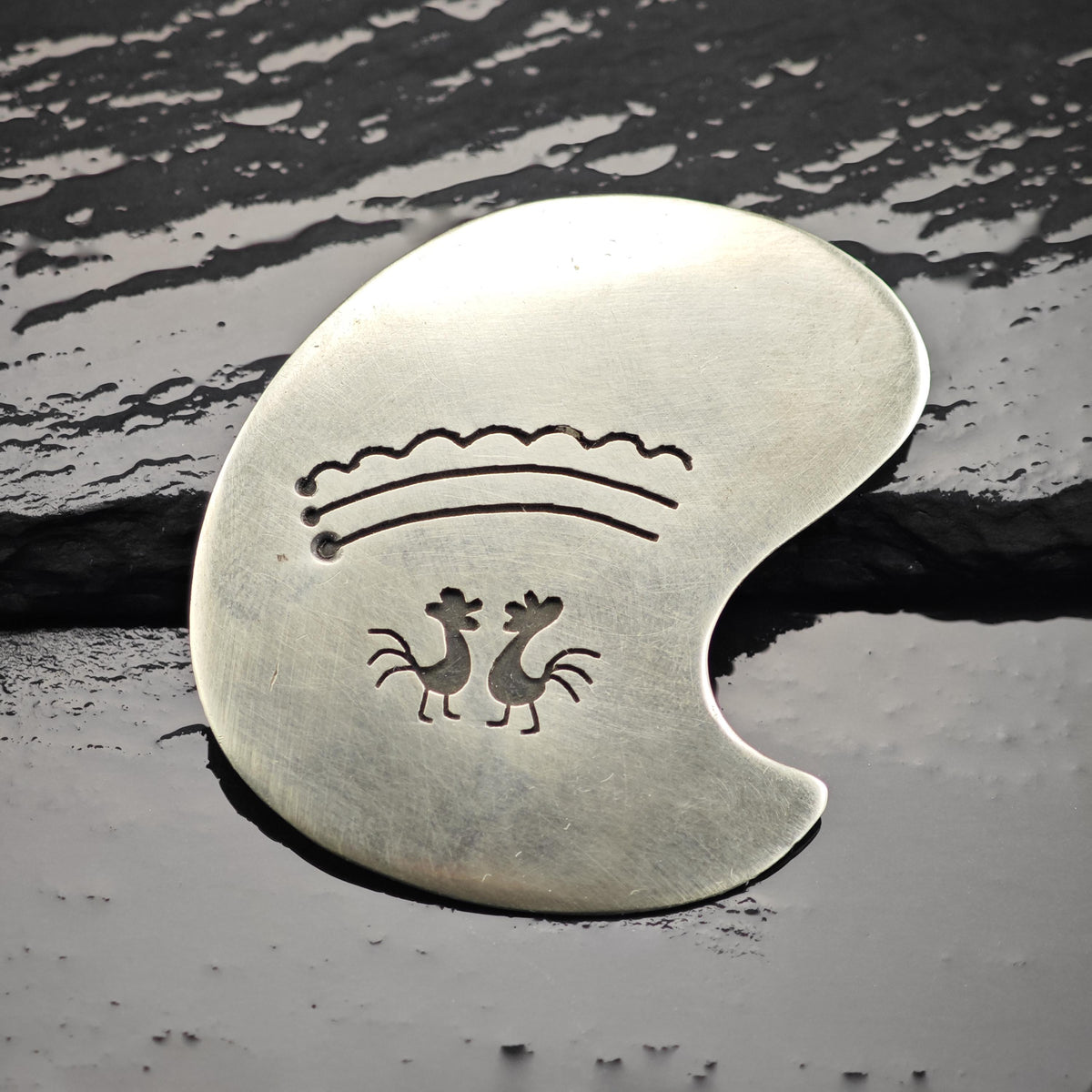 Roosters Overlay Sterling Silver Brooch/Pendant B2268