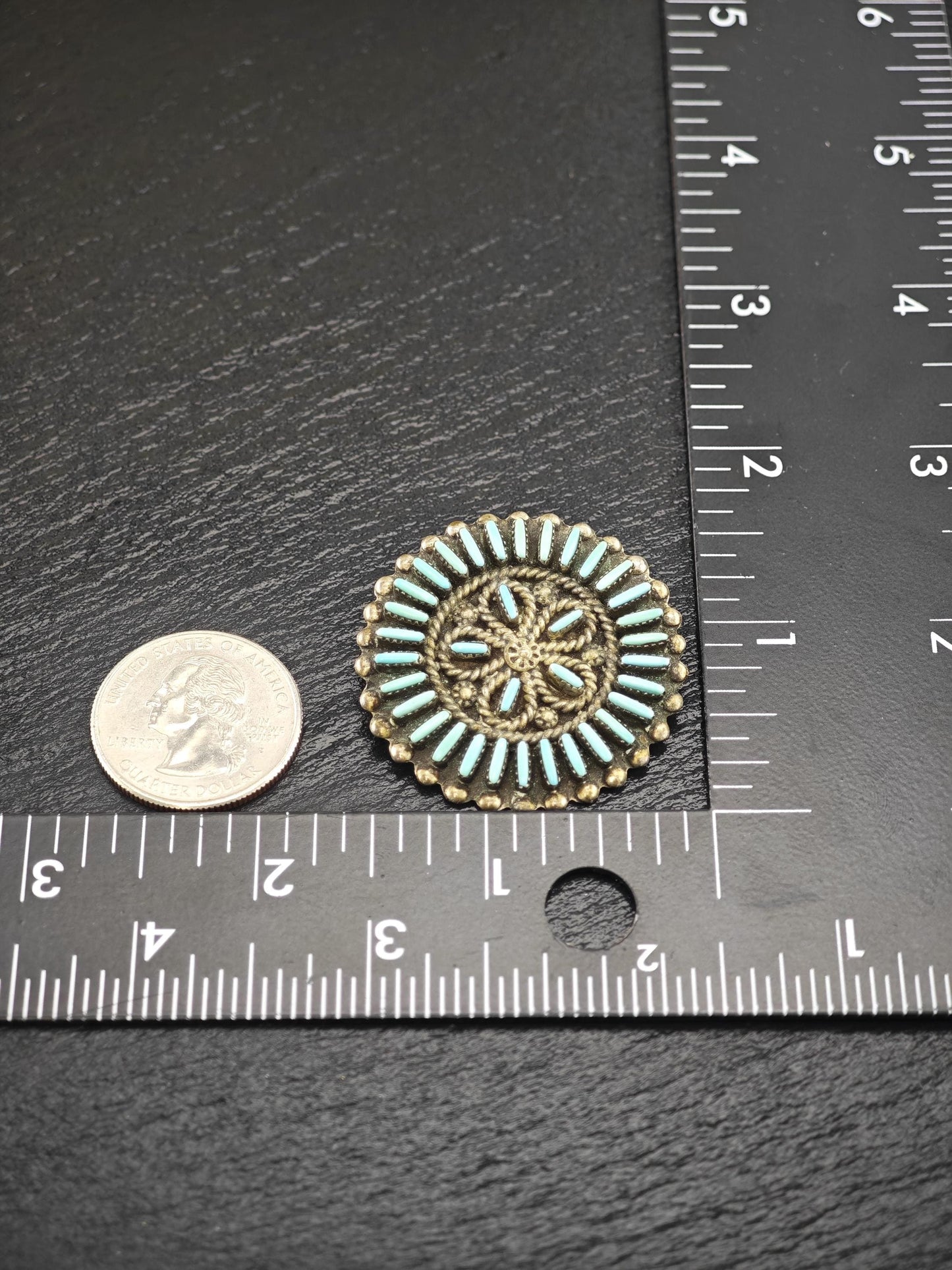 Native American, Zuni Cluster Brooch/Pendant Sterling Silver