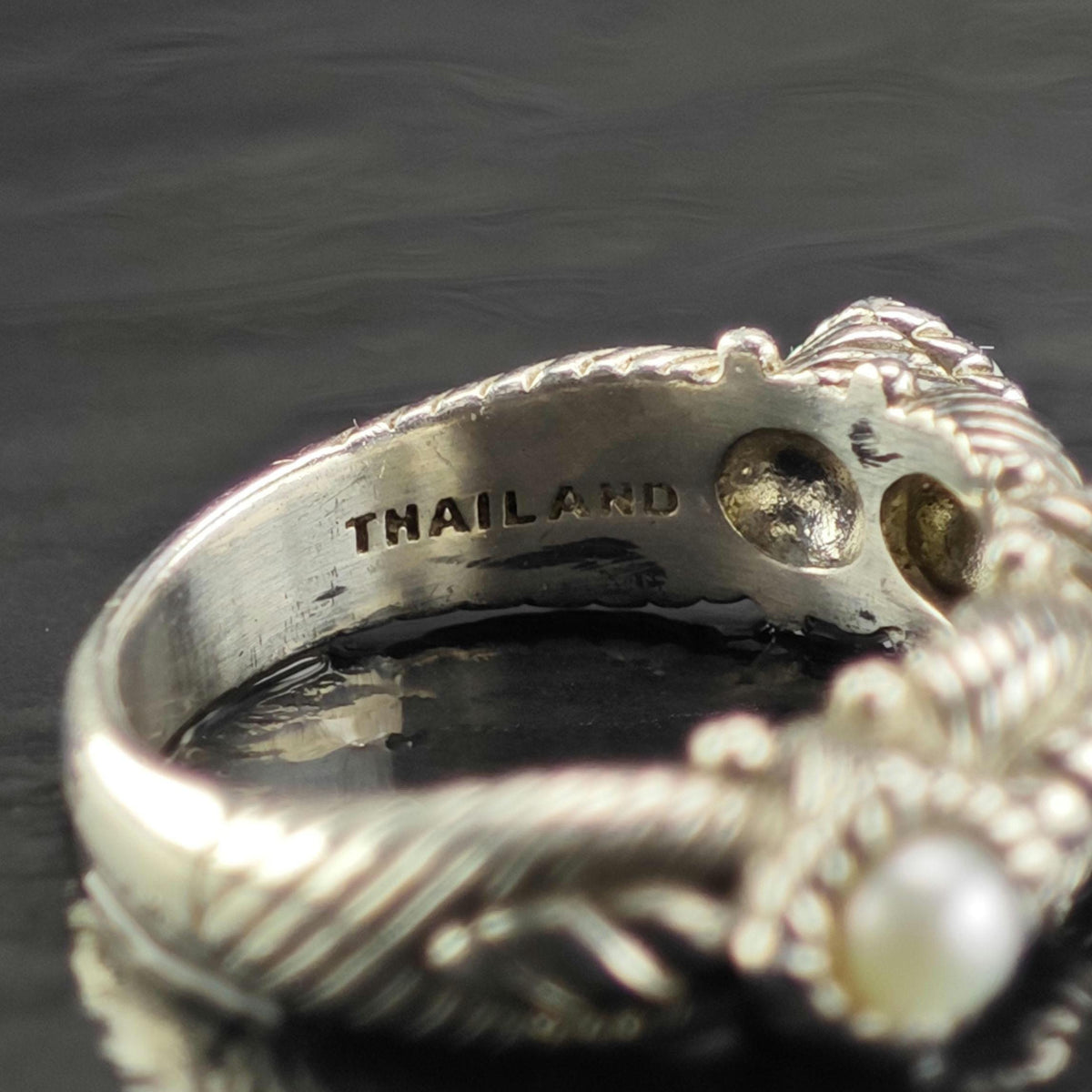 Vintage Judith Ripka Pearl Band Sterling Silver Ring Sz 6 R6817