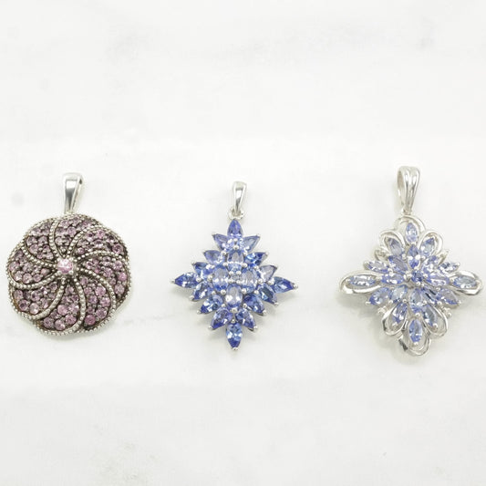 Vintage Topaz, Tanzanite Sterling Silver Pendant