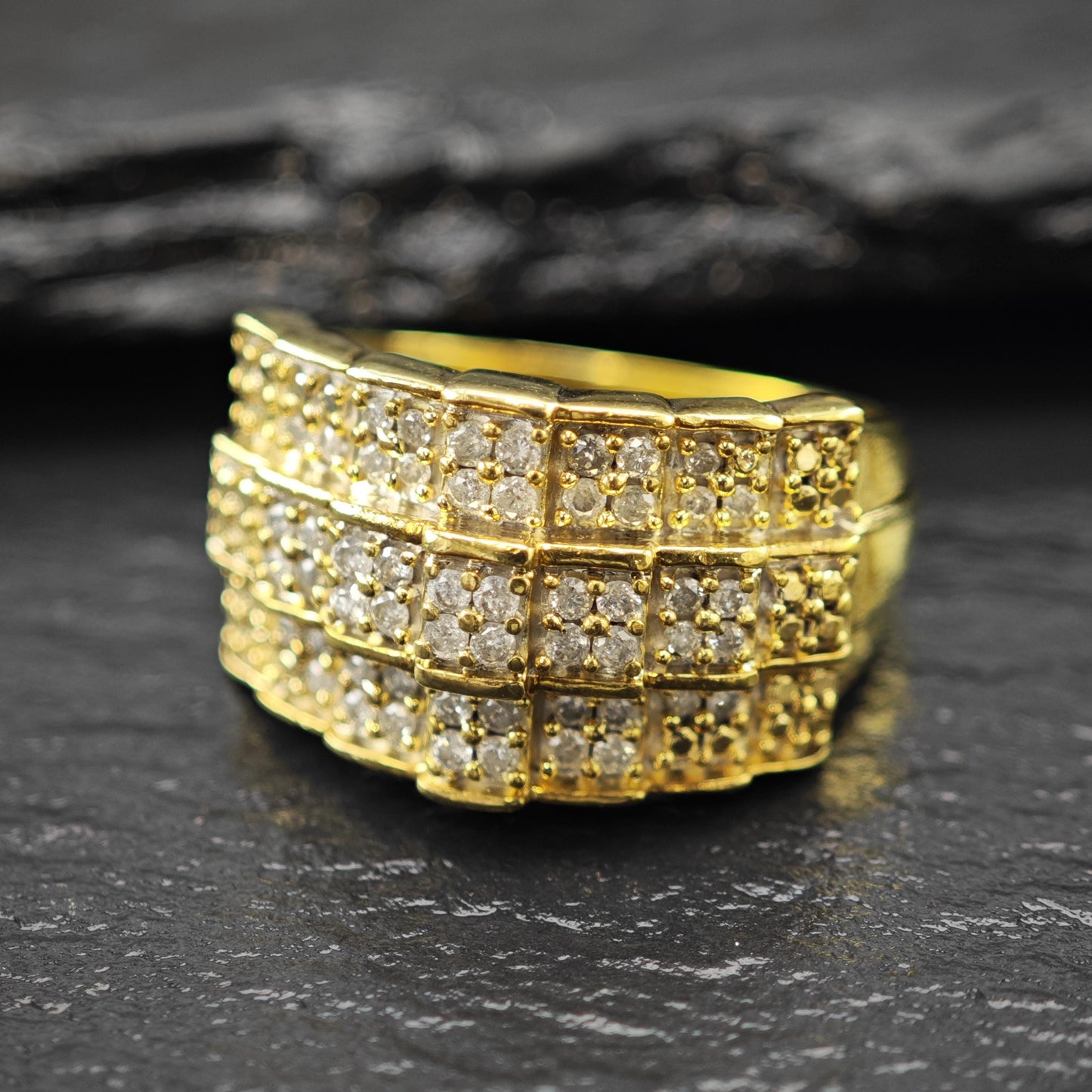 Diamond Gold Plated Ring Sterling Silver Sz 7