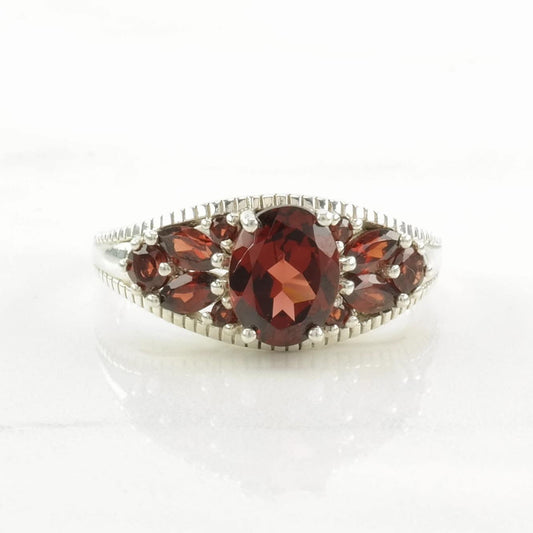 Sterling Silver Ring, Garnet Red Size 10