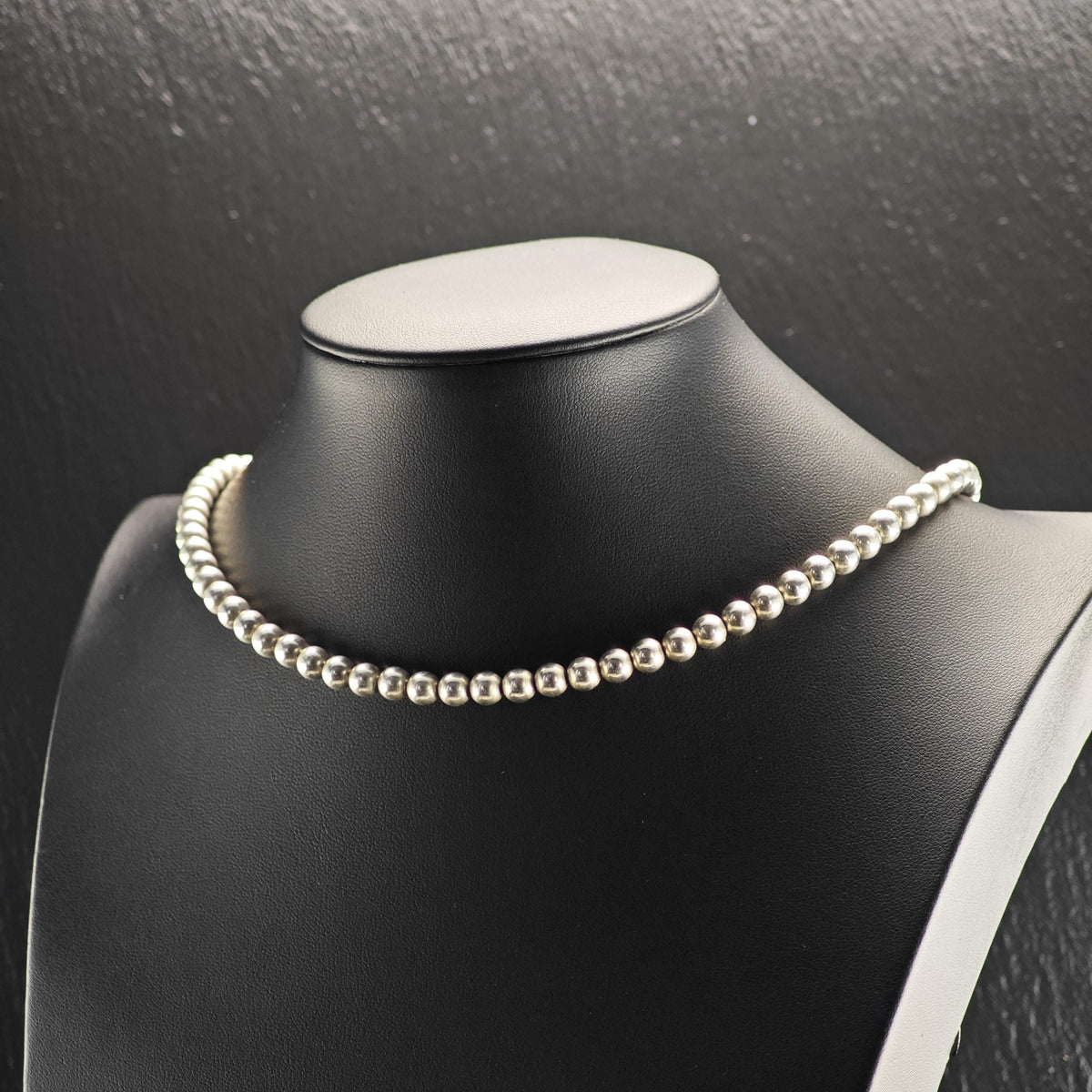 6mm Seamless Beads Sterling Silver Beaded Necklace N2771