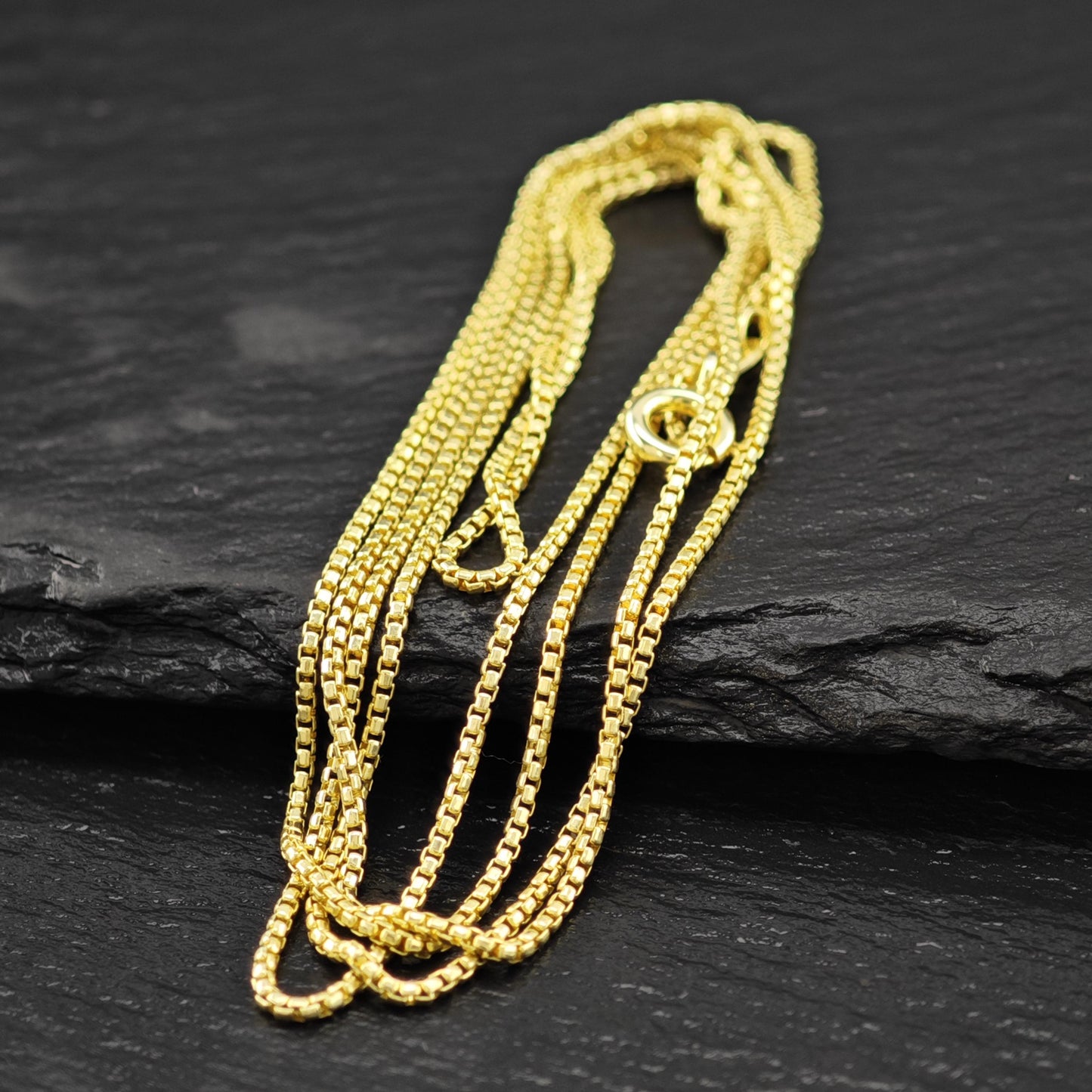 Sterling Silver Gold Plated Box Chain Necklace 30" N2638