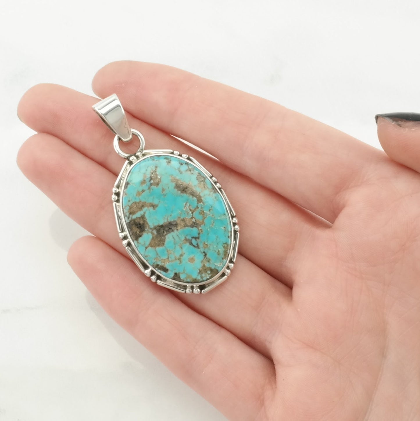 Vintage Southwest Turquoise Sterling Silver Pendant