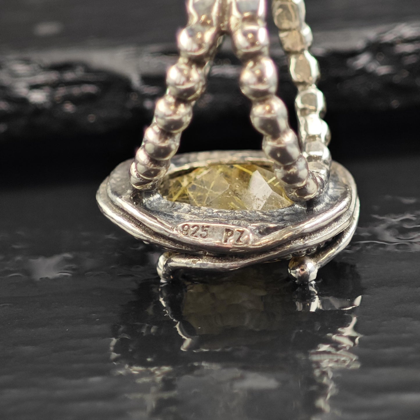 Israel Rutile Quartz Swirl Bezel Sterling Silver Ring Sz 6 R6596