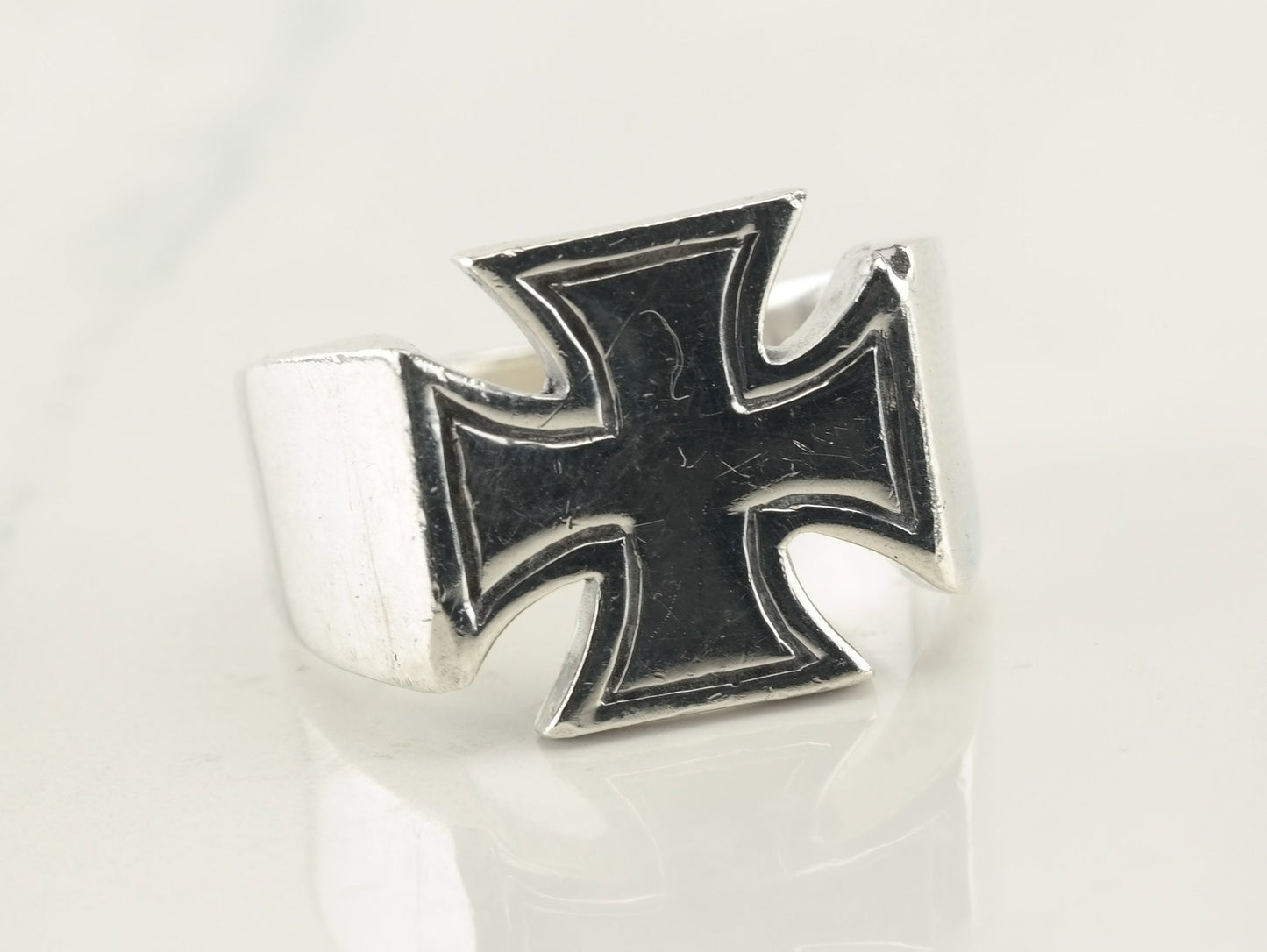 Vintage Sterling Silver Cross Ring Size 16