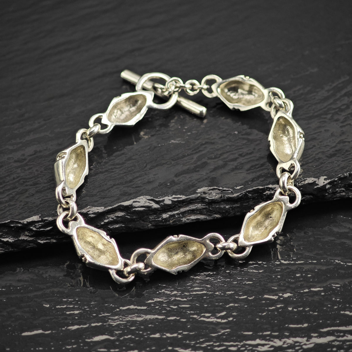 Polished Lisa Jenks Modernist Link Sterling Silver Bracelet Sz 7" BR3163