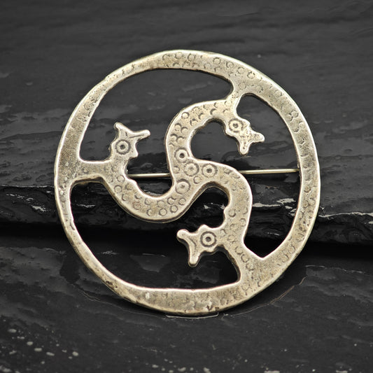 Sea Serpent Brooch Sterling Silver