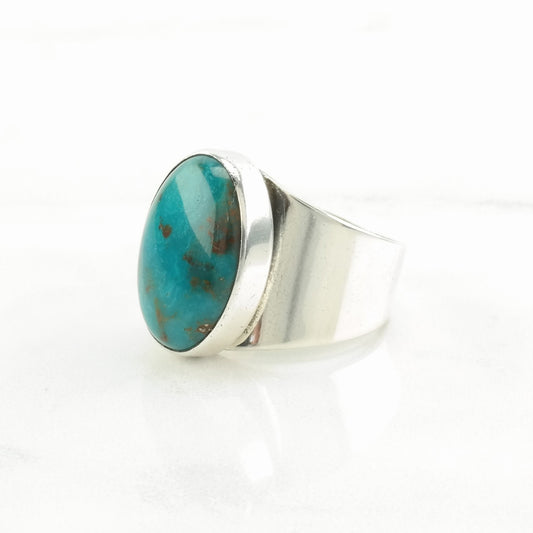 DTR Silver Ring Turquoise Modernist Sterling Blue Size 7 1/4