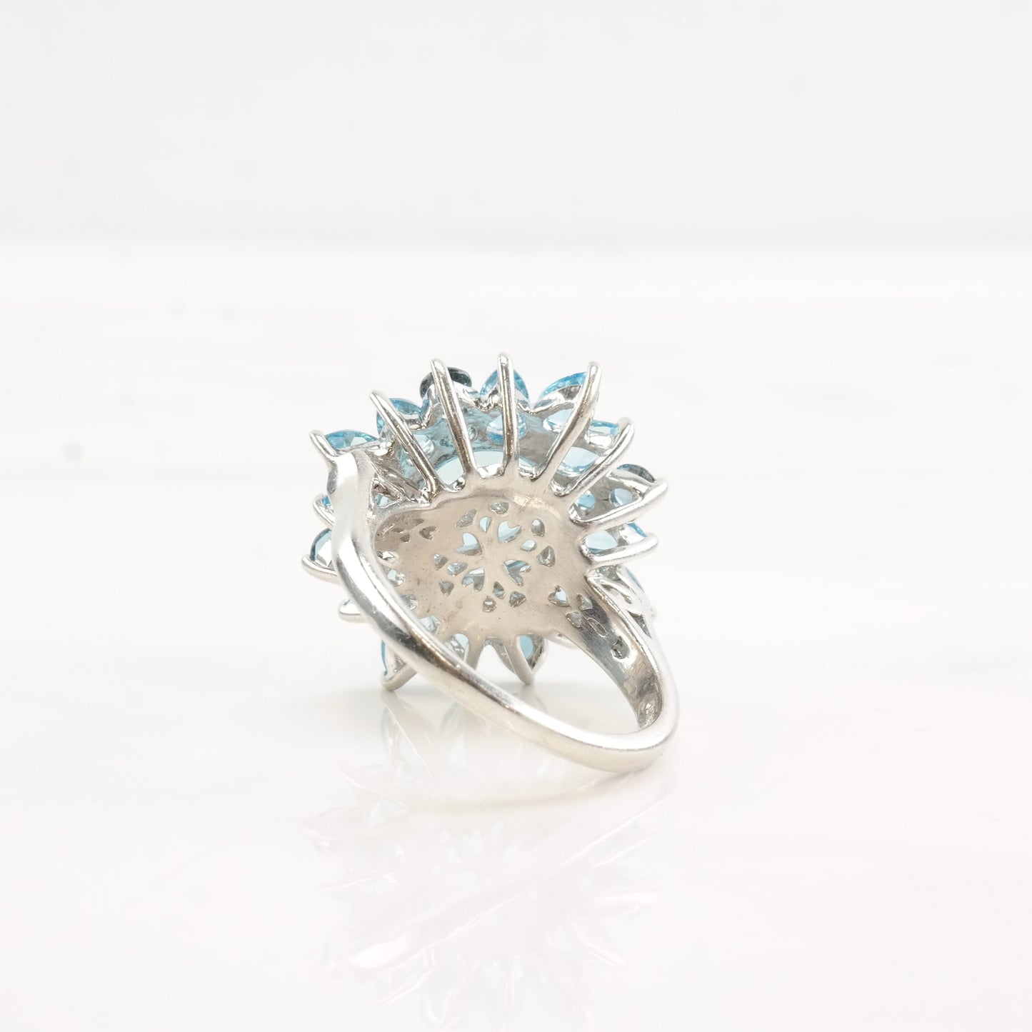 Sterling Silver Ring Topaz Flower Size 6