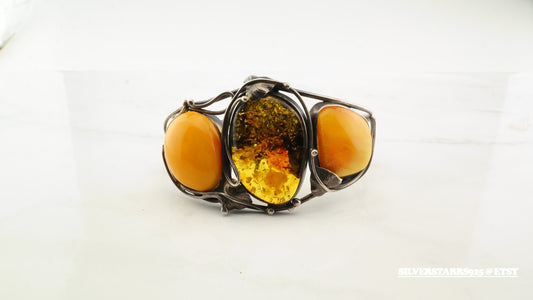 Baltic Amber Sterling Silver Cuff Bracelet