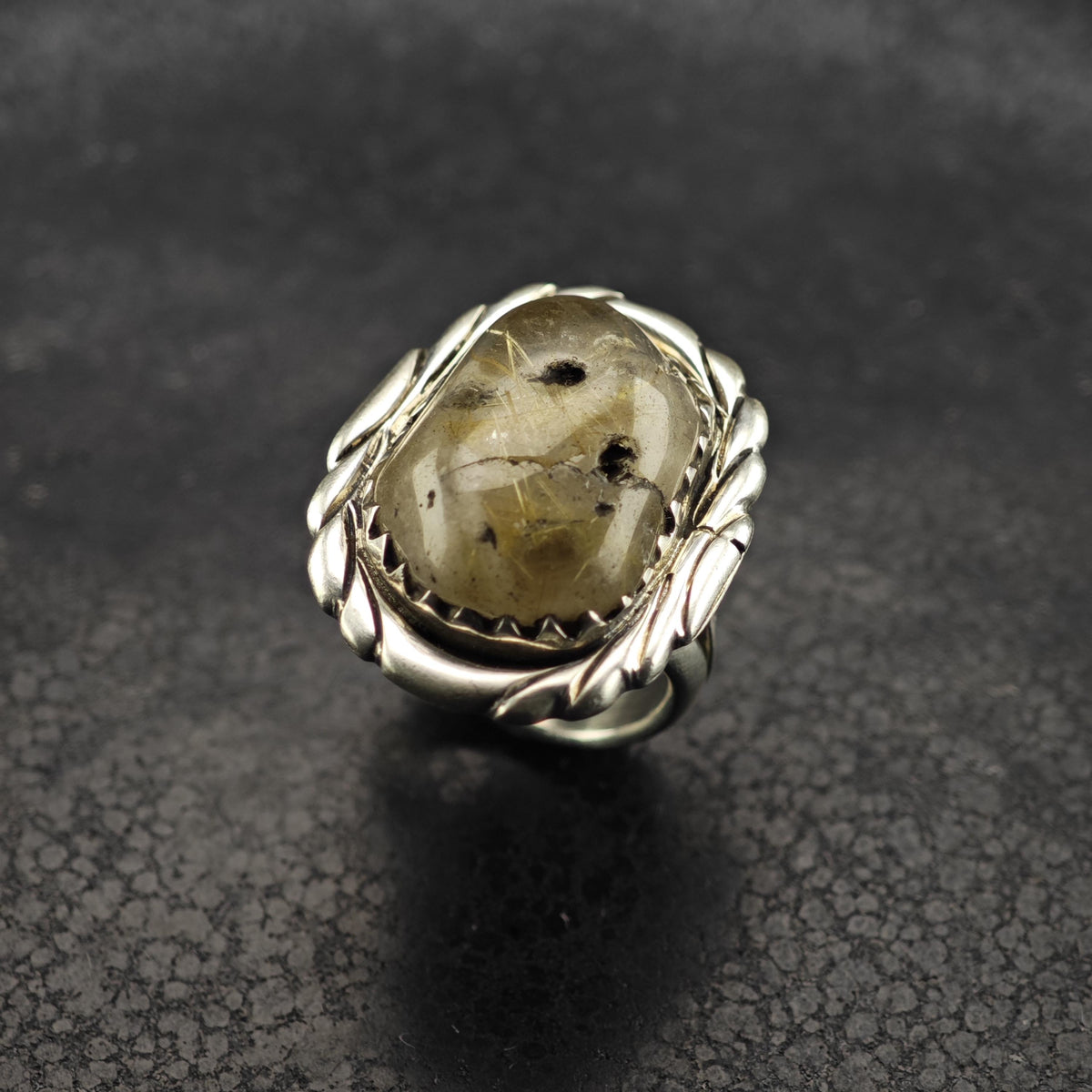 Rutilated Quartz Sterling Silver Ring Sz 8 R6868
