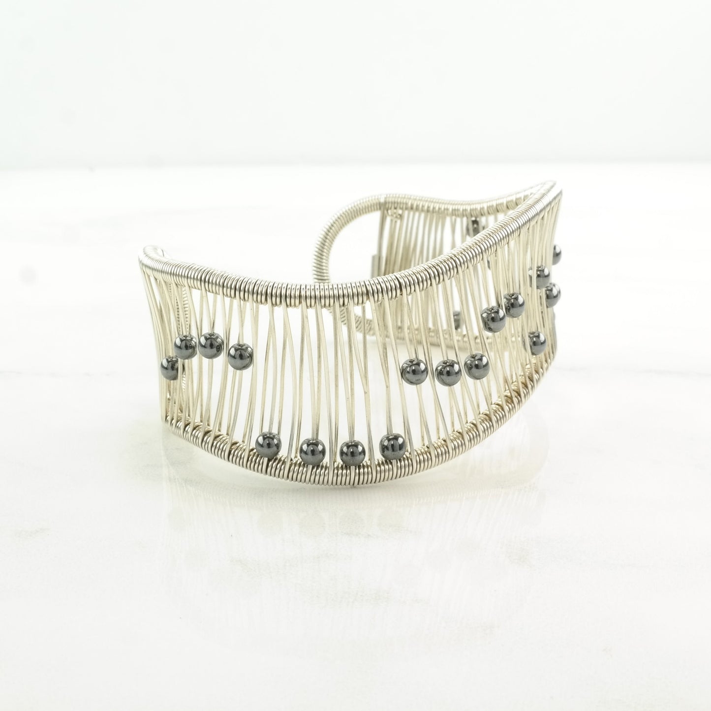 Tana Acton Sterling Silver Cuff Bracelet Hematite Beads, Kinetic