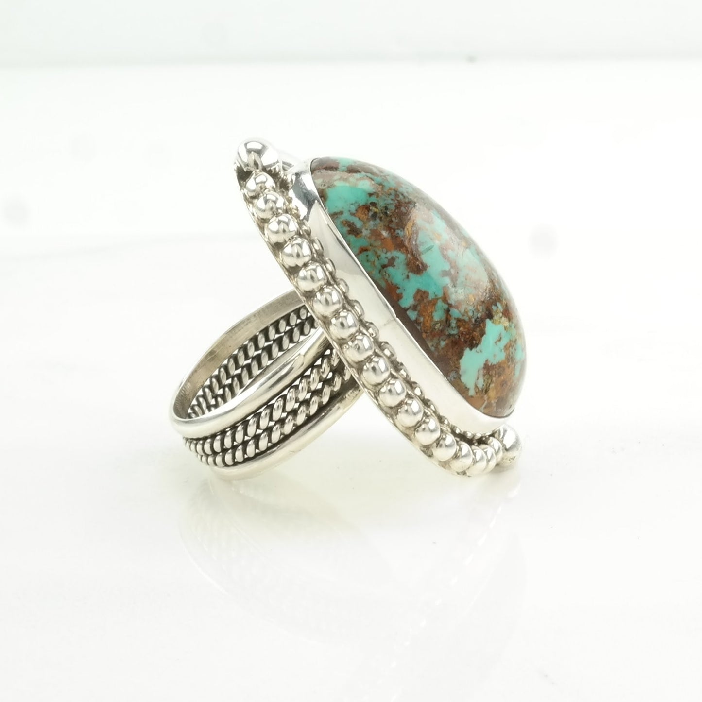 Native American Silver Ring Turquoise Sterling Blue Size 7