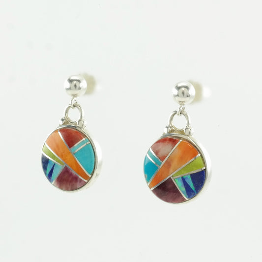 Ferris Sterling Silver Multi Gemstone Inlay Earrings Stud, Dangle