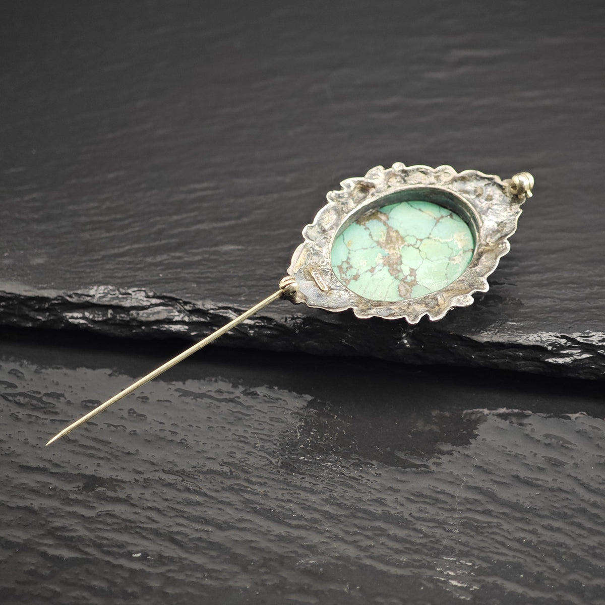 Rough Turquoise Sterling Silver Brooch B2246