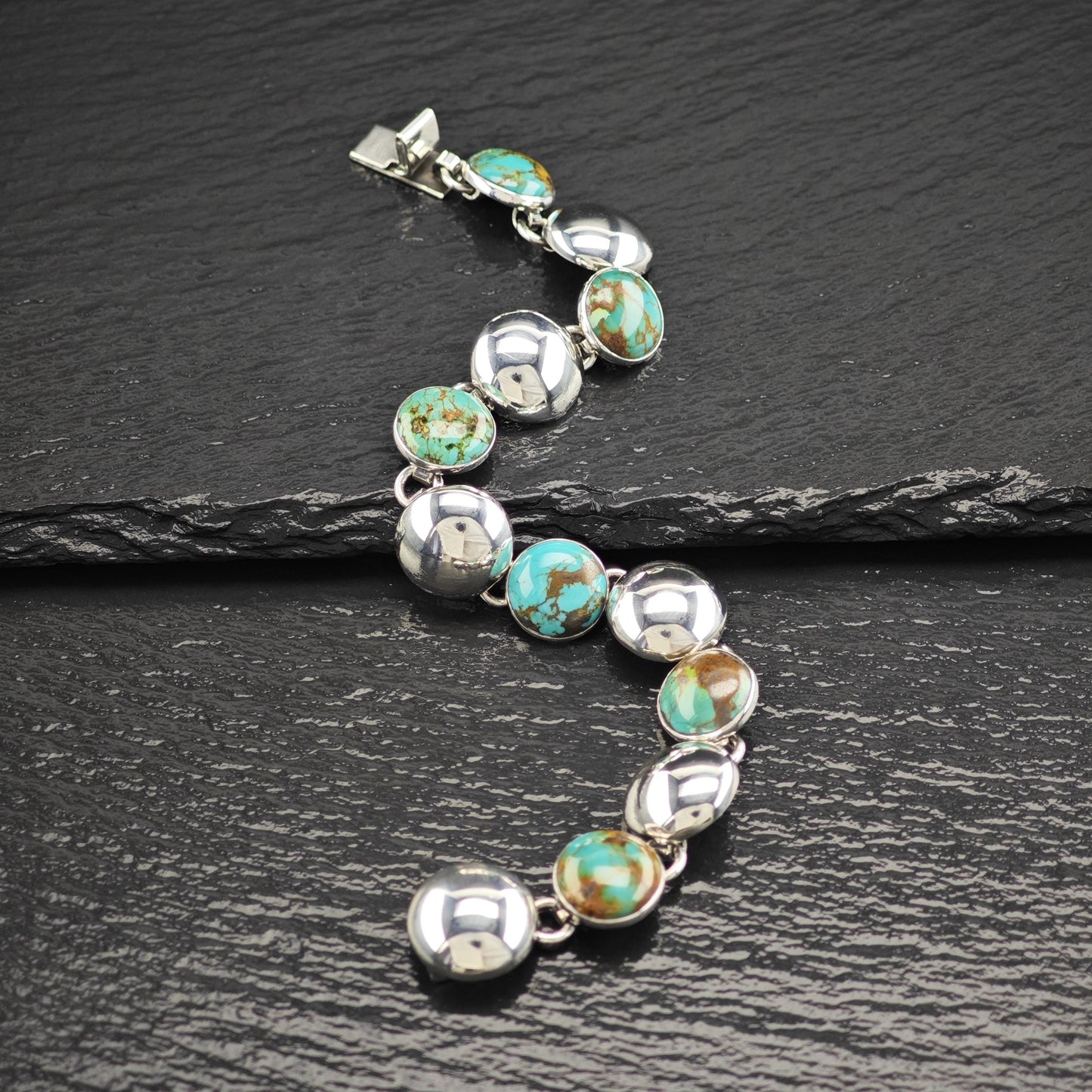 Mexico Turquoise Modernist Bracelet Sterling Silver