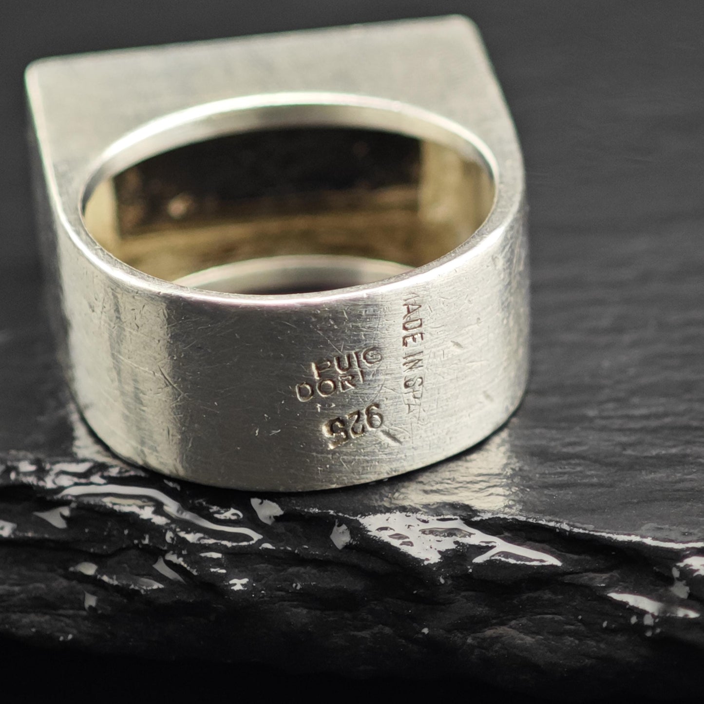 Modernist Ebony Wood Sterling Silver Ring By José María Puig Doria Sz 6 1/4 R6704
