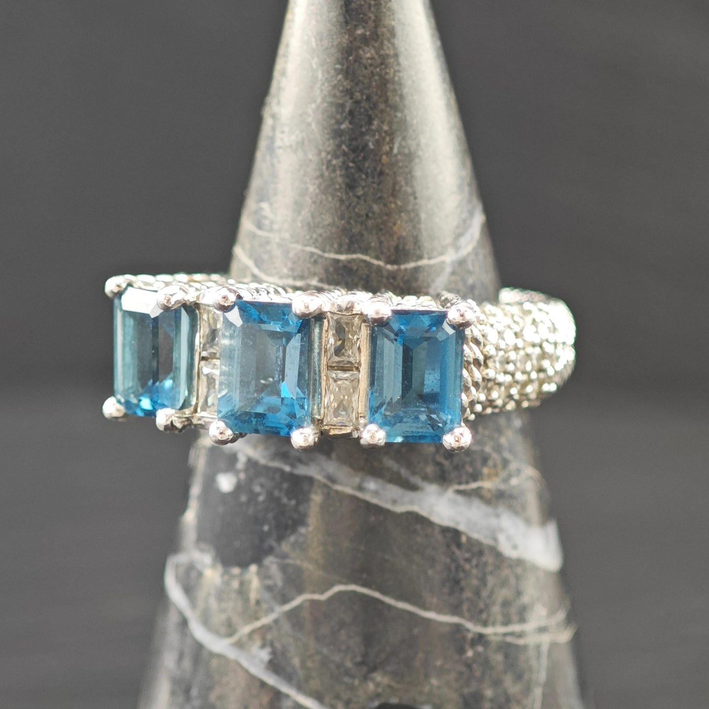 Judith Ripka Topaz, CZ Ring Sterling Silver