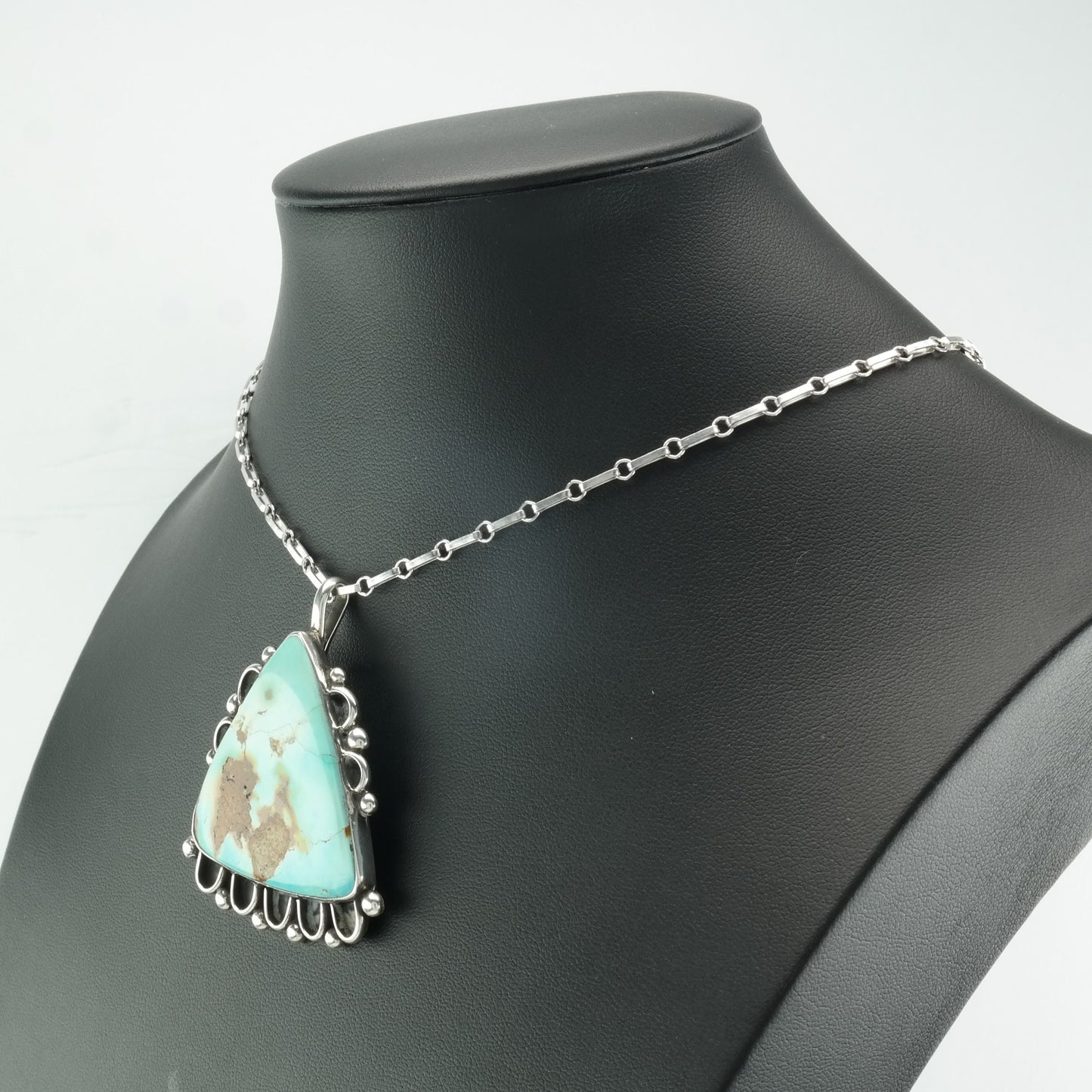 Southwest Sterling Silver Royston Turquoise Triangle Necklace