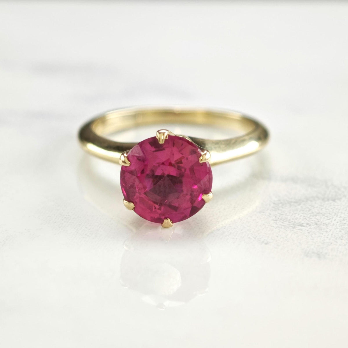 Antique Pink 7mm Flux Ruby 10K Gold Ring Sz 4 R6776