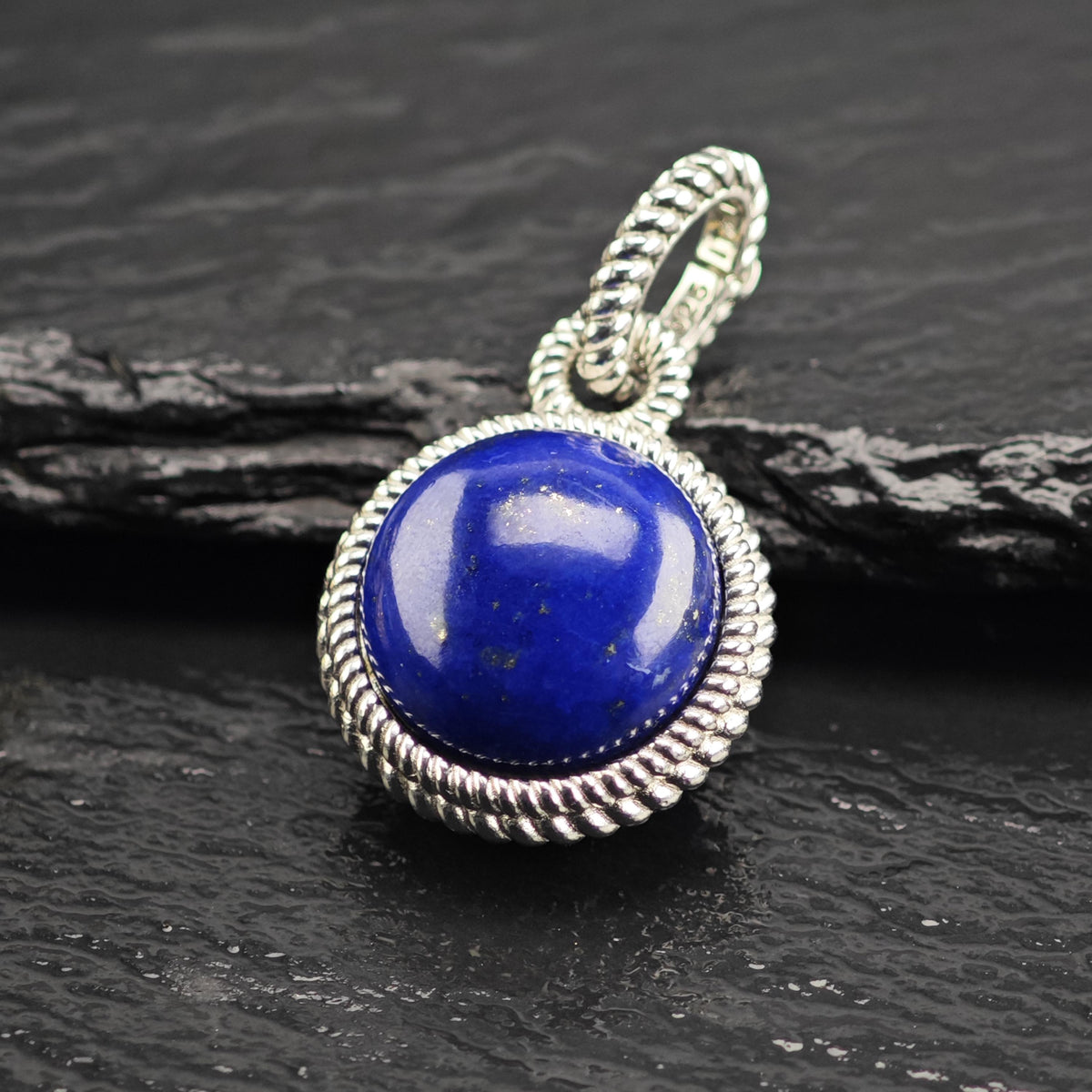 Choice of Judith Ripka Round Blue Stone or Lapis Sterling Silver Pendants P3115