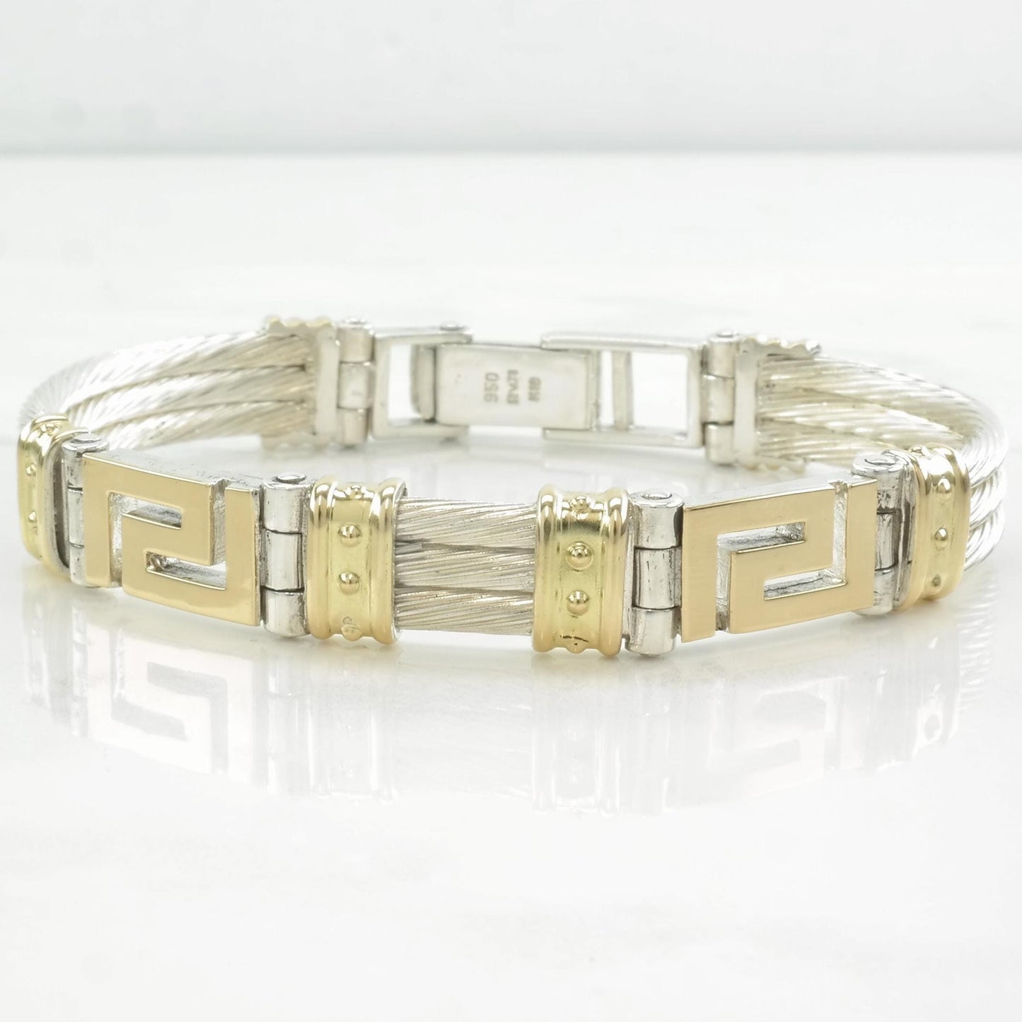 Italy Sterling Silver 18k Gold Accent Bracelet