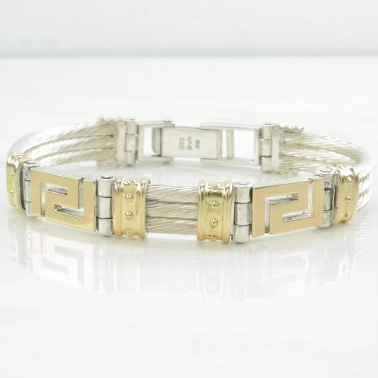 Italy Sterling Silver 18k Gold Accent Bracelet