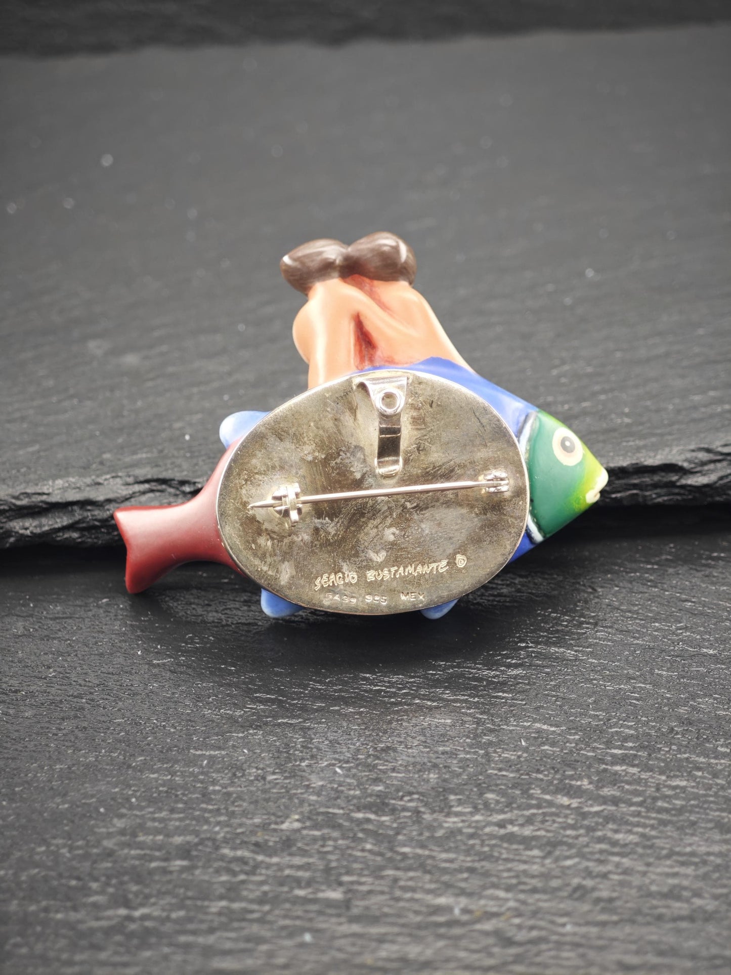 Sergio Bustamante Fantasy Fish, People Brooch/Pendant Sterling Silver