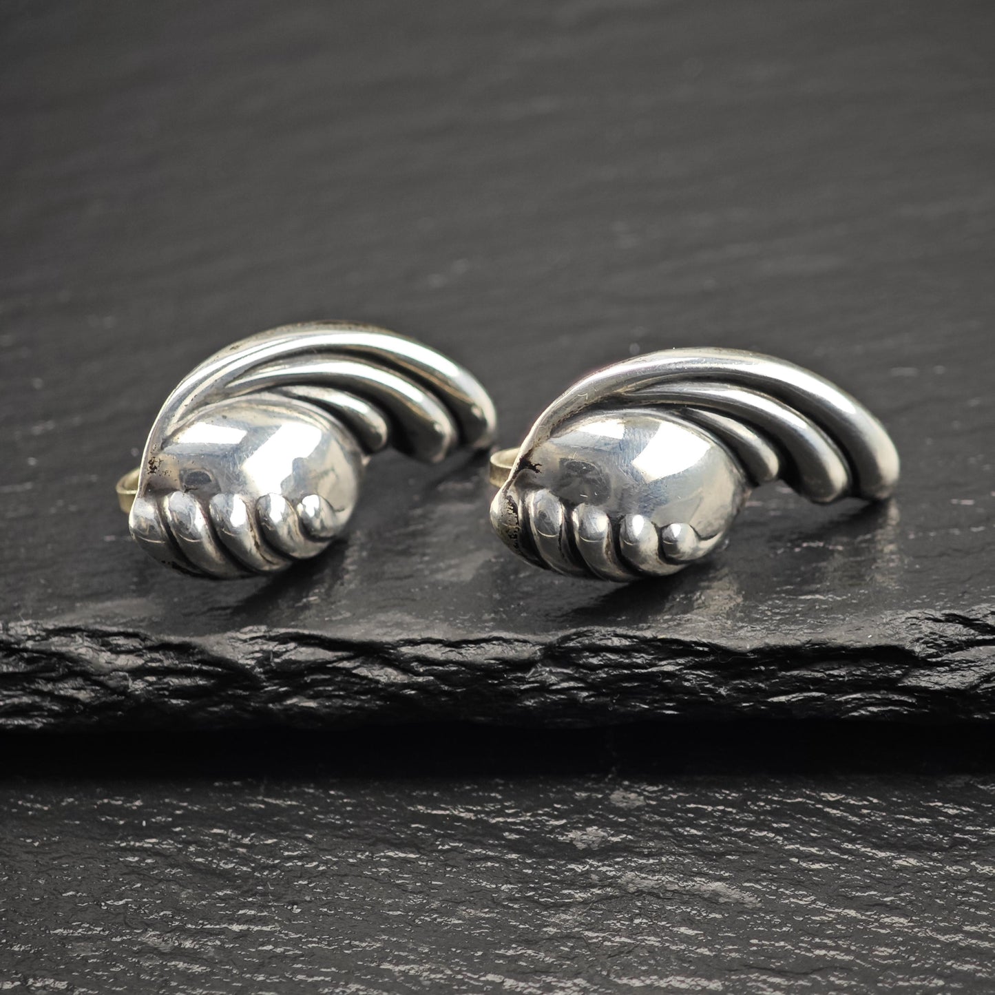 Abstract Taxco Screw Back Sterling Silver Earrings ER3186