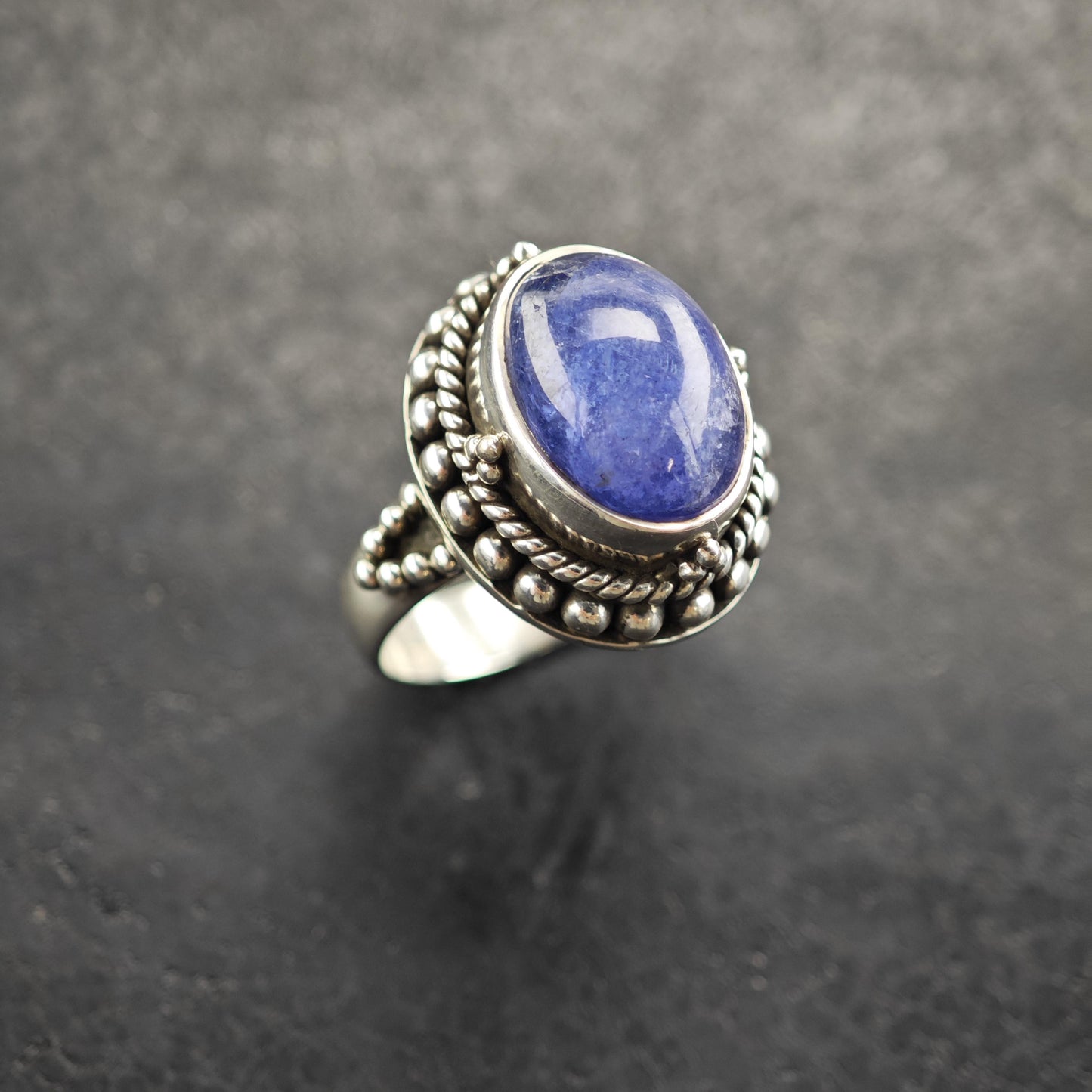 Samuel B Tanzanite Cabochon Ring Sterling Silver Sz 8 R6578
