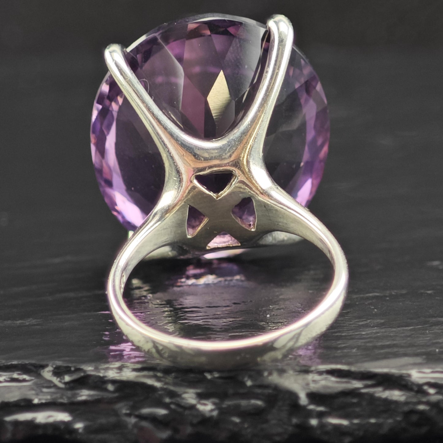 Vintage 50ct Amethyst Sterling Silver Ring Sz 9 R6577