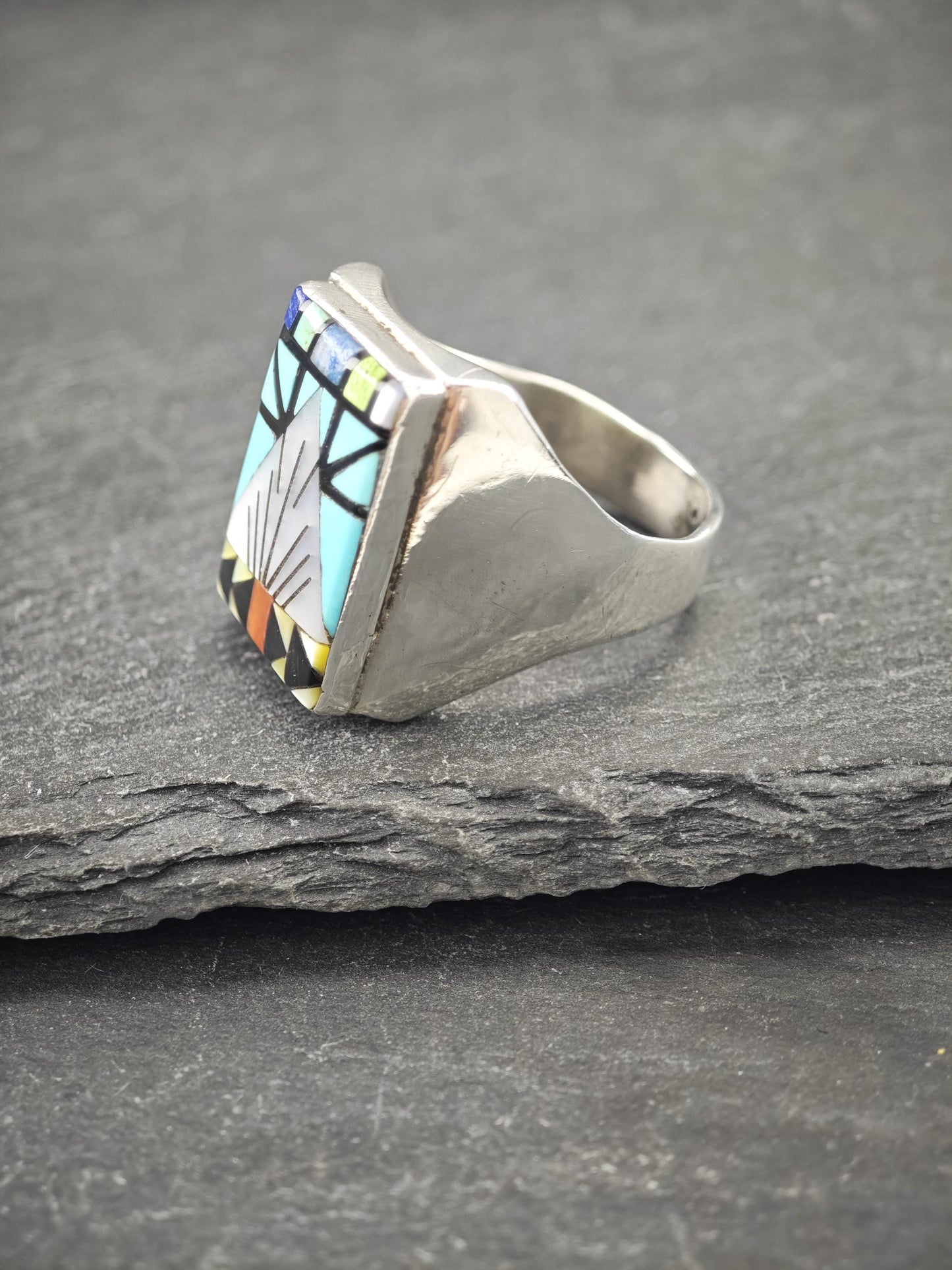 Zuni, Inlay Native American Ring Sterling Silver