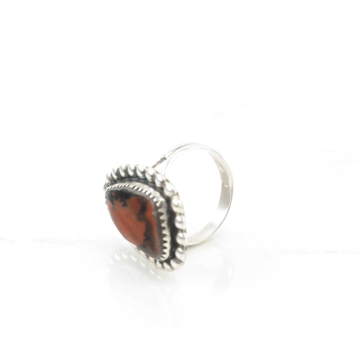 Vintage Southwest Petrified Wood Silver Ring Sterling