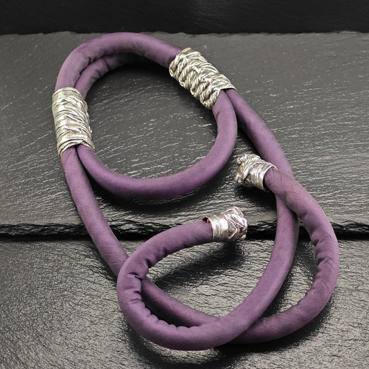 Vintage Mignon Faget Purple Triple Knot Lariat Necklace Sterling Silver
