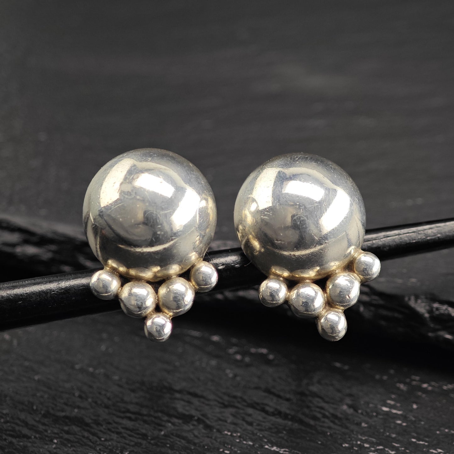 Margot De Taxco Modernist Sterling Silver Screw Back Earrings ER3112