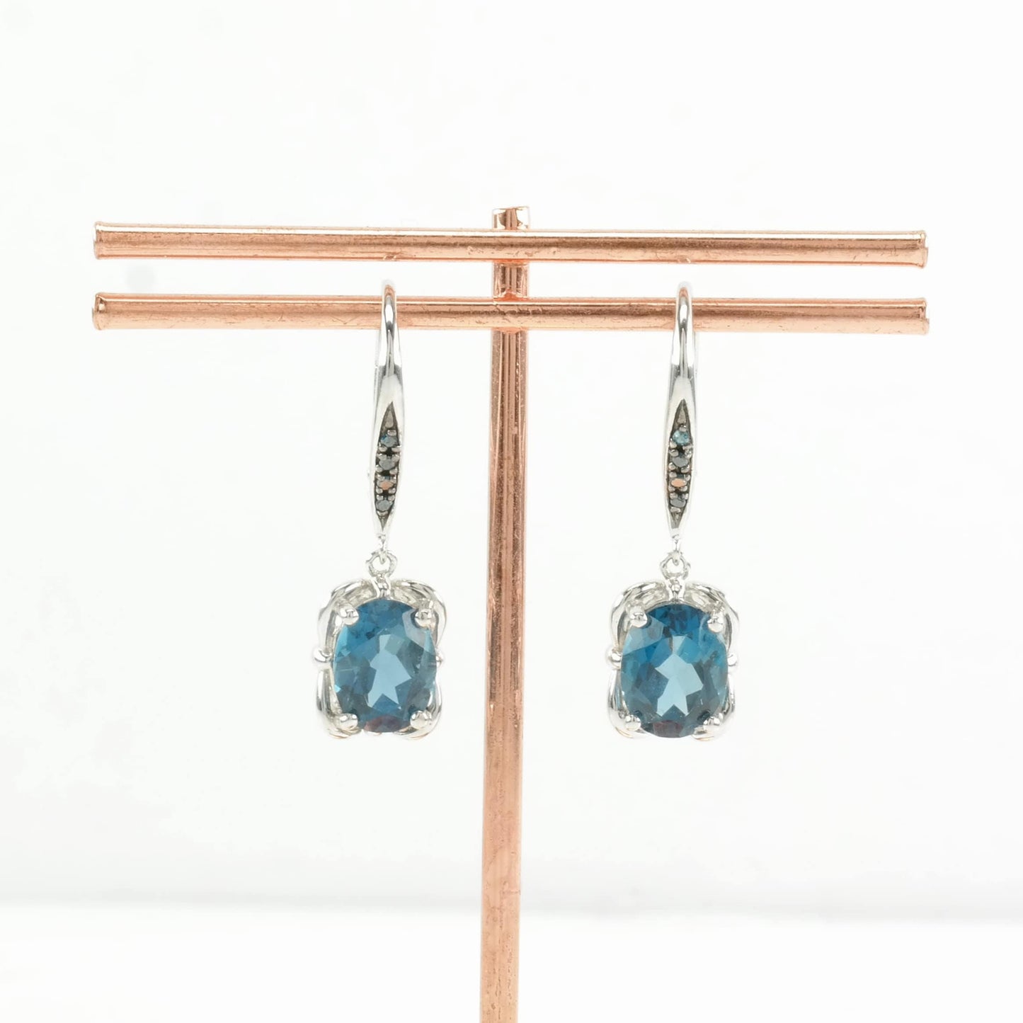 Sterling Silver Blue Blue Topaz Earrings Fish hook