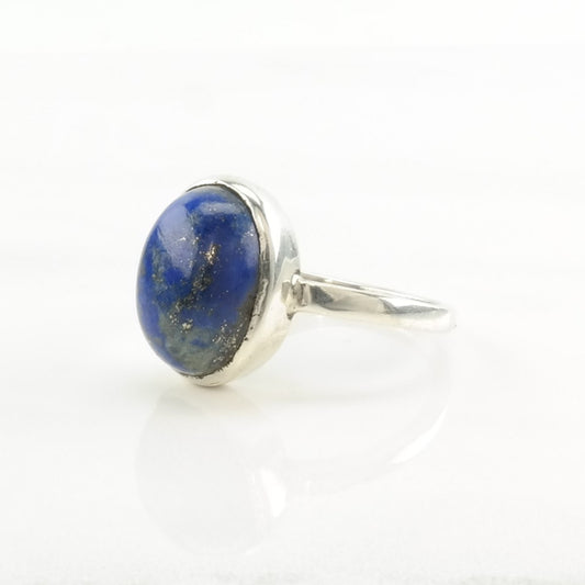 Sterling Silver Ring Lapis Lazuli Solitaire Blue Size 8