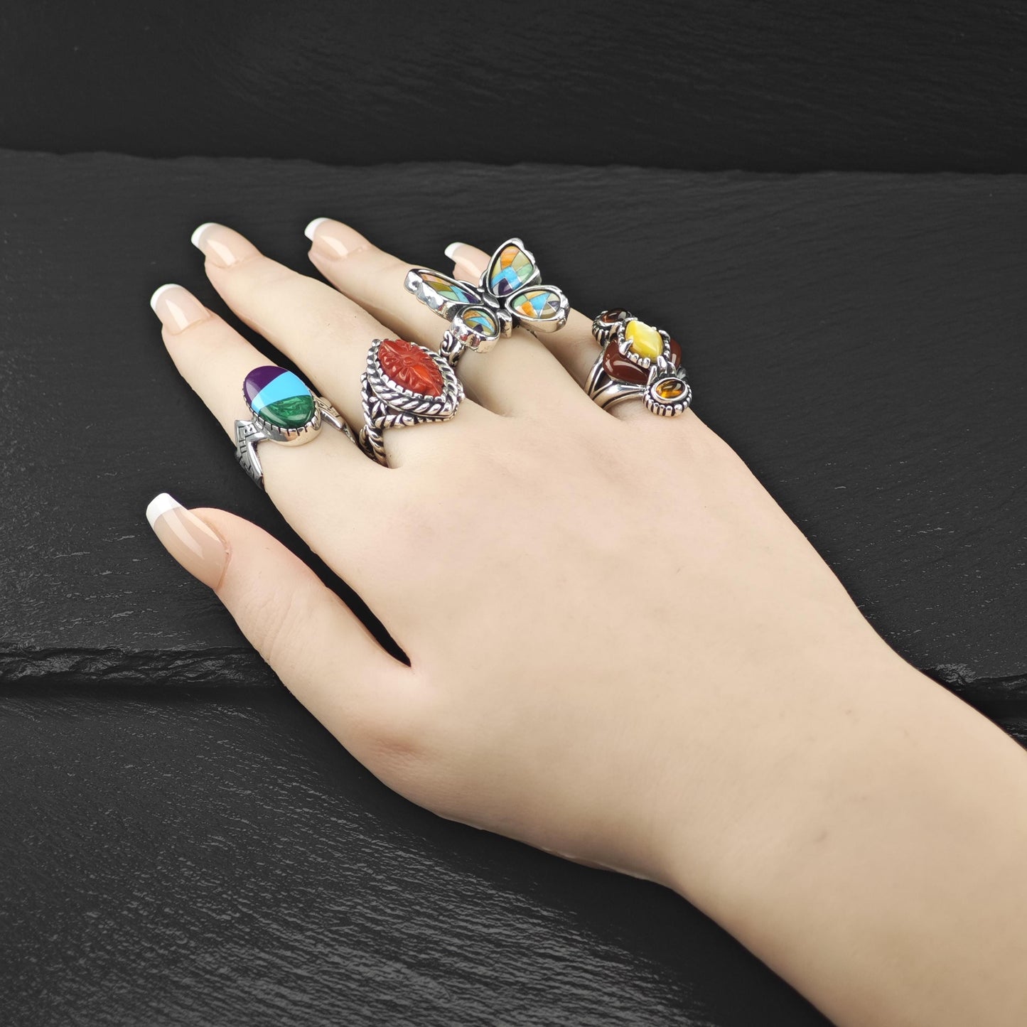 Carolyn Pollack Butterfly Inlay Ring Sterling Silver