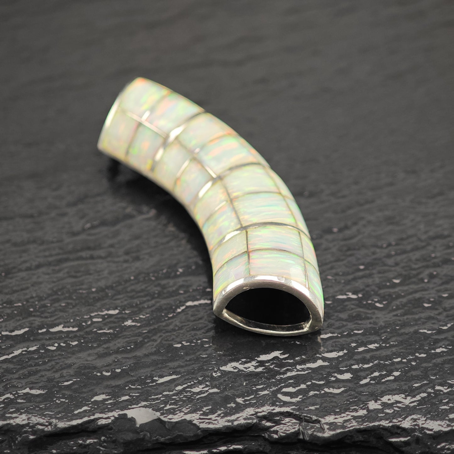 Vintage Opal Inlay Pendant Sterling Silver