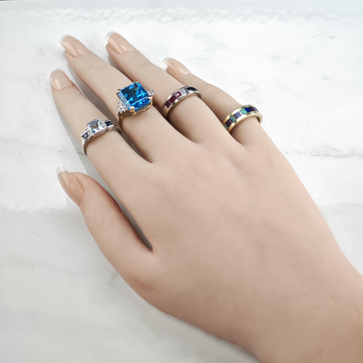 Large Topaz & Diamond 10K Gold Ring Sz 7 R6768