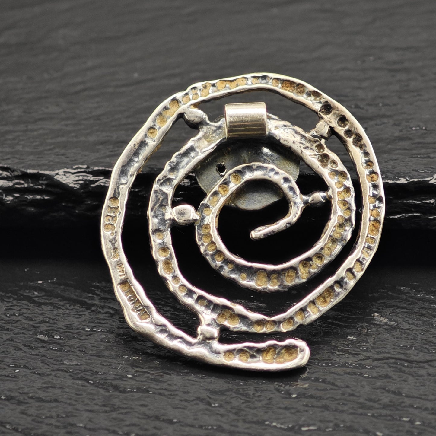 Brutalist Yigal Avinoam 14K Gold Accent, Pearl Sterling Silver Pendant P3081