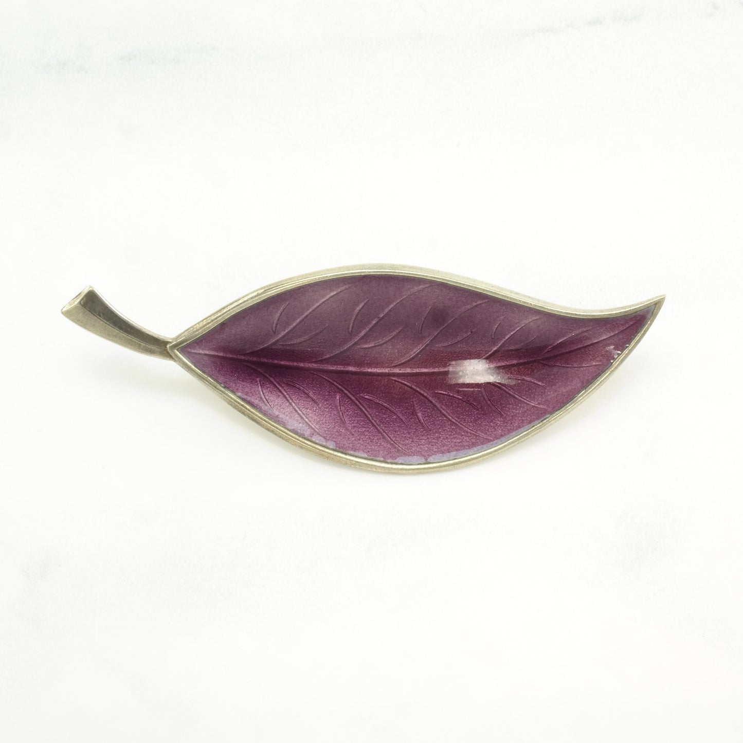 Choice: Enamel Sterling Silver Brooch Landscape, Leaf Norway, Denmark