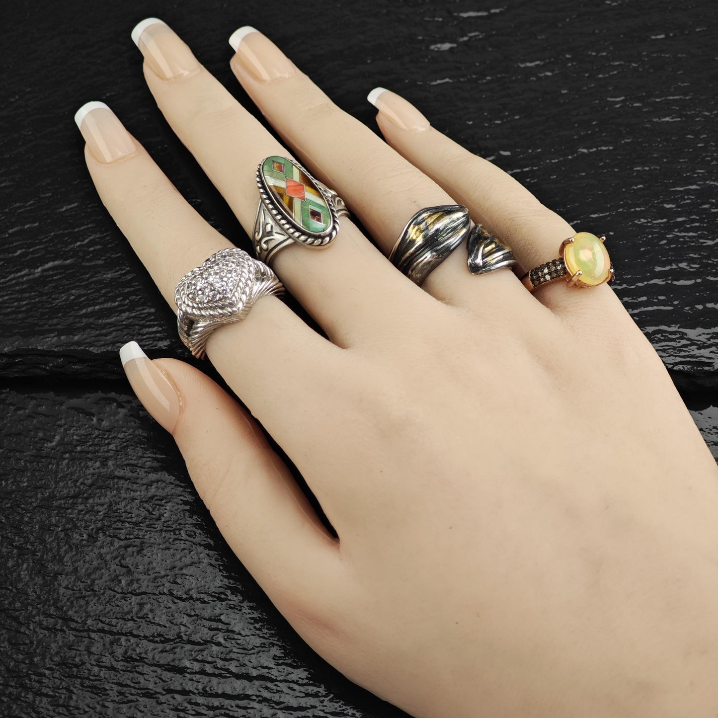 Unique Studio Artist Gold Accent Bypass Sterling silver Ring Sz 6.5 R6558