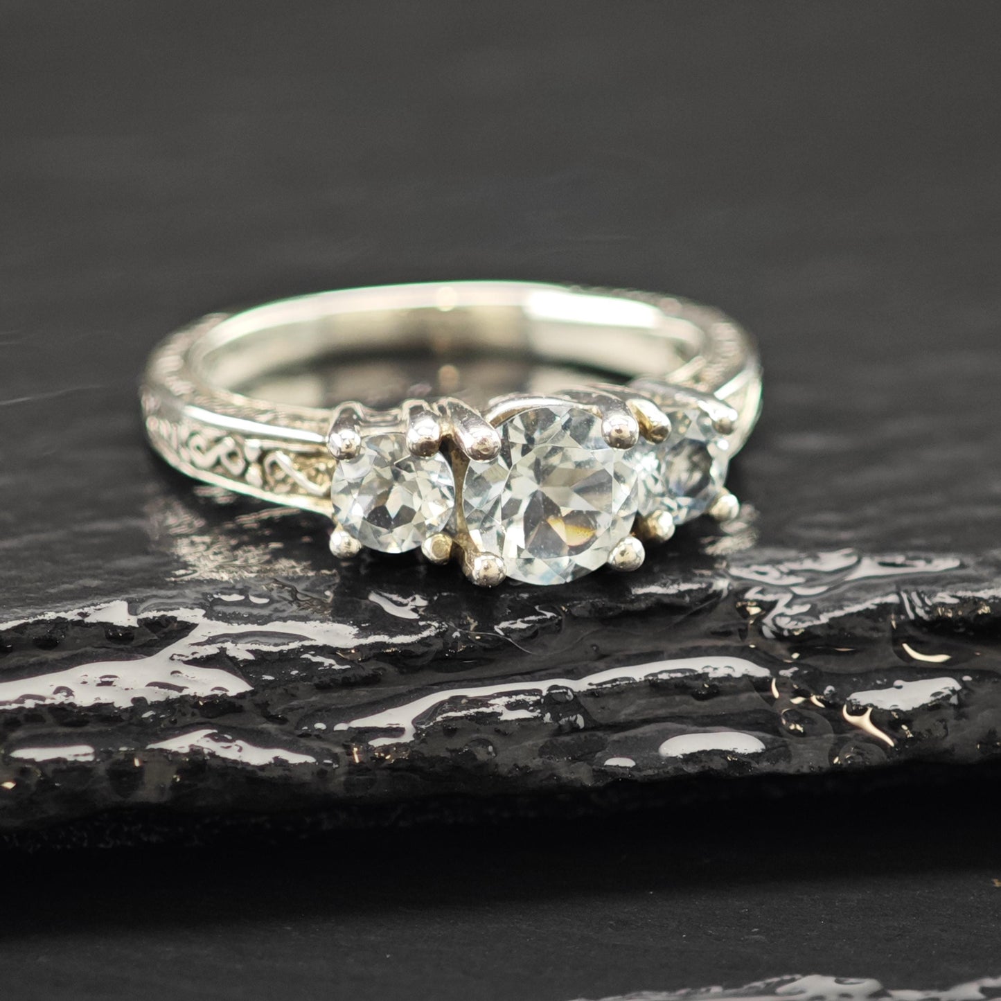 Zircon Statement Ring Sterling Silver Jewelry Size 8